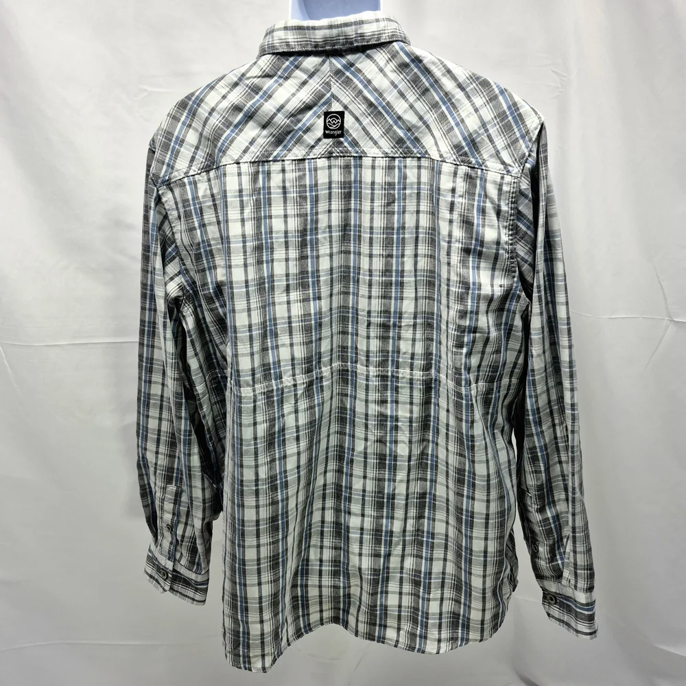 Wrangler Outdoor Series Mens XXL Blue Gray Plaid Utility Shirt Workwear Utility - Picture 3 of 10